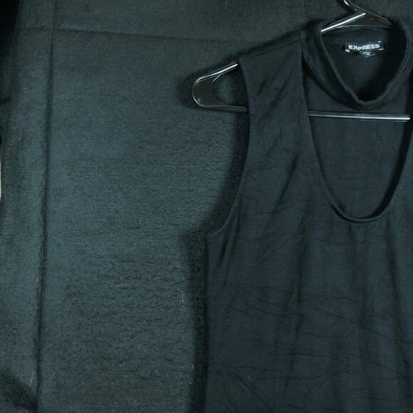 Express Womens Shirt Black Open Key Hole Chest Sleeveless Modal Blend Stretch M - Picture 4 of 12